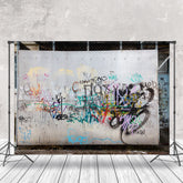 Lofaris Shabby Grey Graffiti Wall Backdrop For Photo Shoot